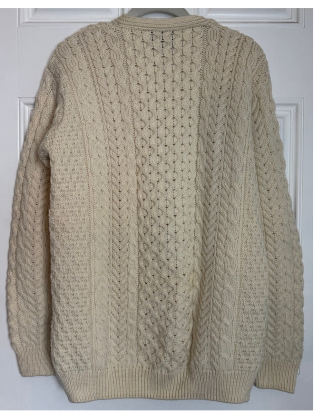 Aran Woollen Mills Irish Merino Wool Fisherman Cable Sweater Cream Med - Picture 3 of 8